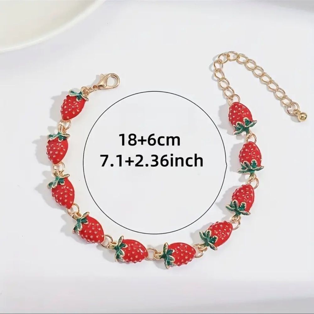 Gold Cherry Alloy  Charm Bracelet and earrings - Picture 9 of 13